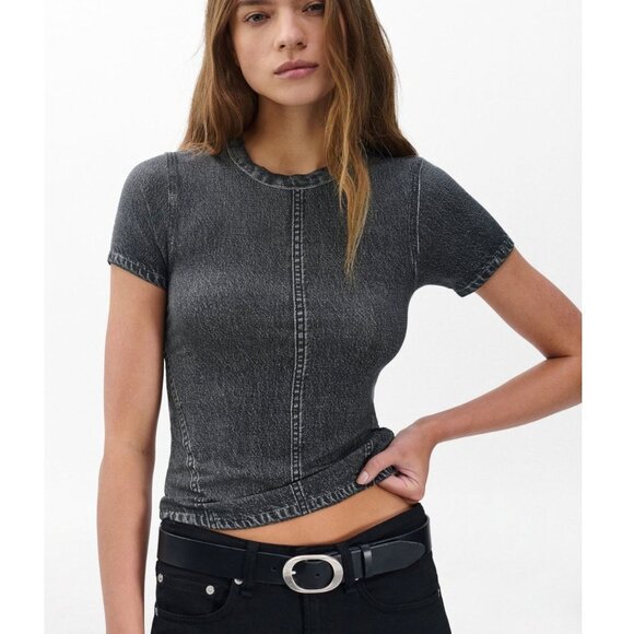 rag & bone Tops - NWT Rag & Bone Washed Black Miramar Jersey Baby Tee Shirt Size XS